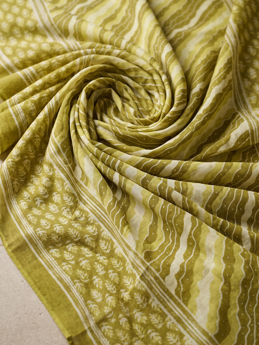Mustard Printed Cotton Blend Kurta With Pant & Dupatta
