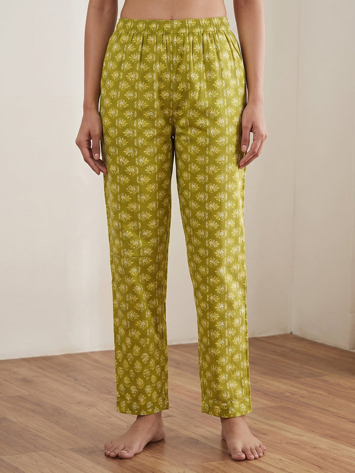 Mustard Printed Cotton Blend Kurta With Pant &amp; Dupatta
