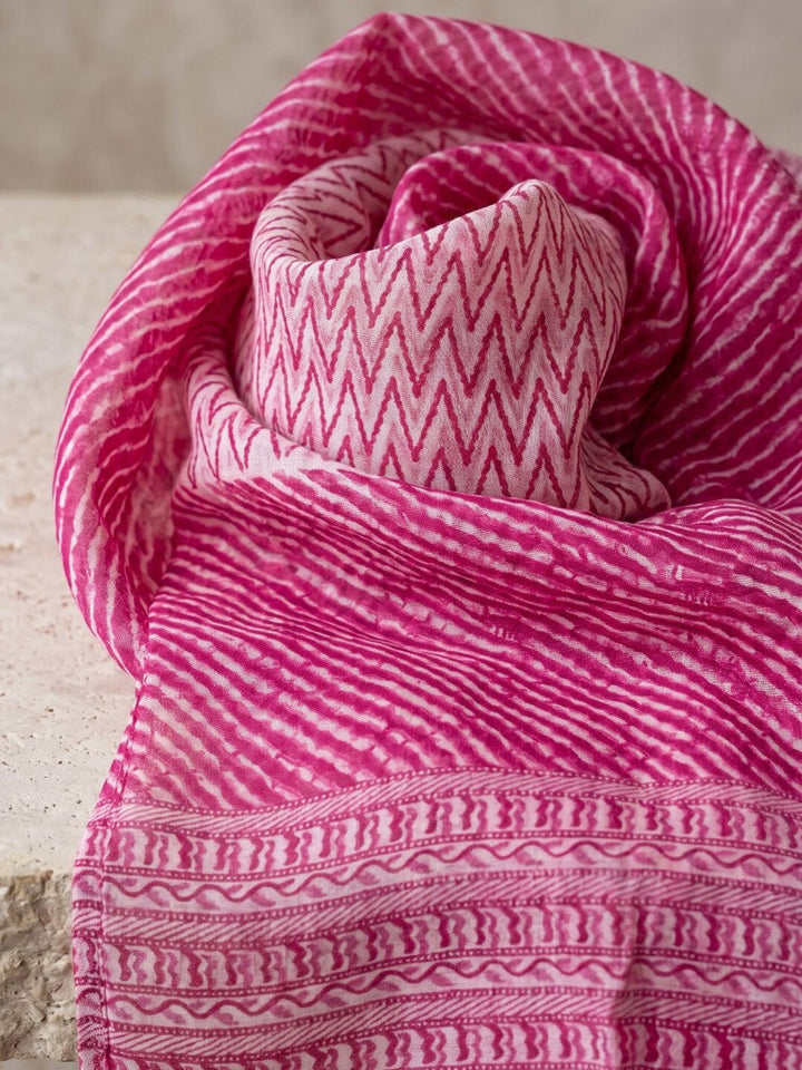 Pink Printed Cotton Blend Kurta With Pant &amp; Dupatta