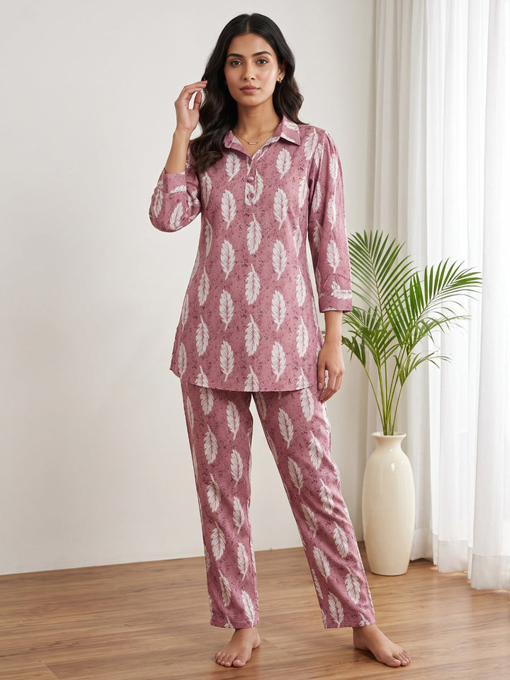 Pink Embroidered Cotton Blend Kurta Set