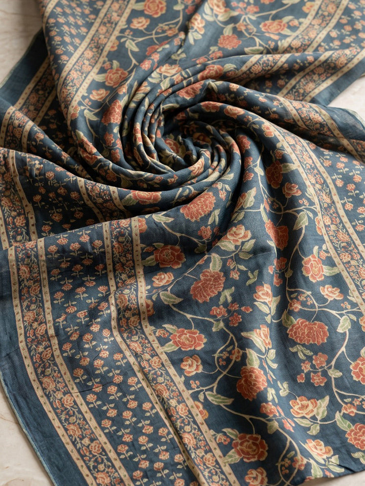 Blue Printed Cotton Blend Kurta With Pant &amp; Dupatta