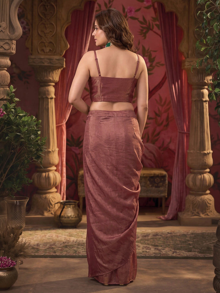 Rani Embroidered Art Silk Dress With Dupatta