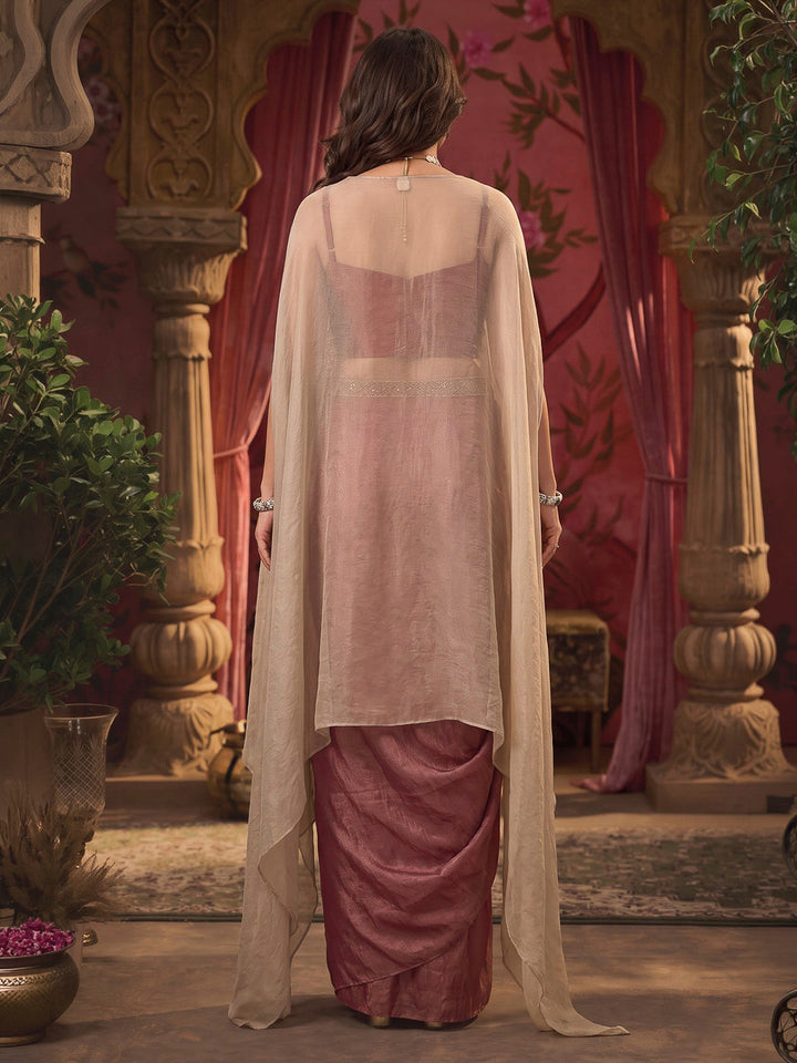 Rani Embroidered Art Silk Dress With Dupatta