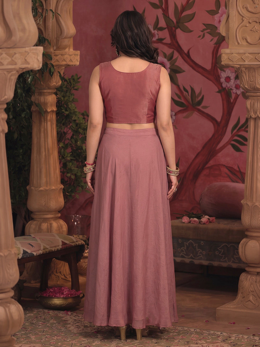 Gazari Embroidered Art Silk Dress With Dupatta
