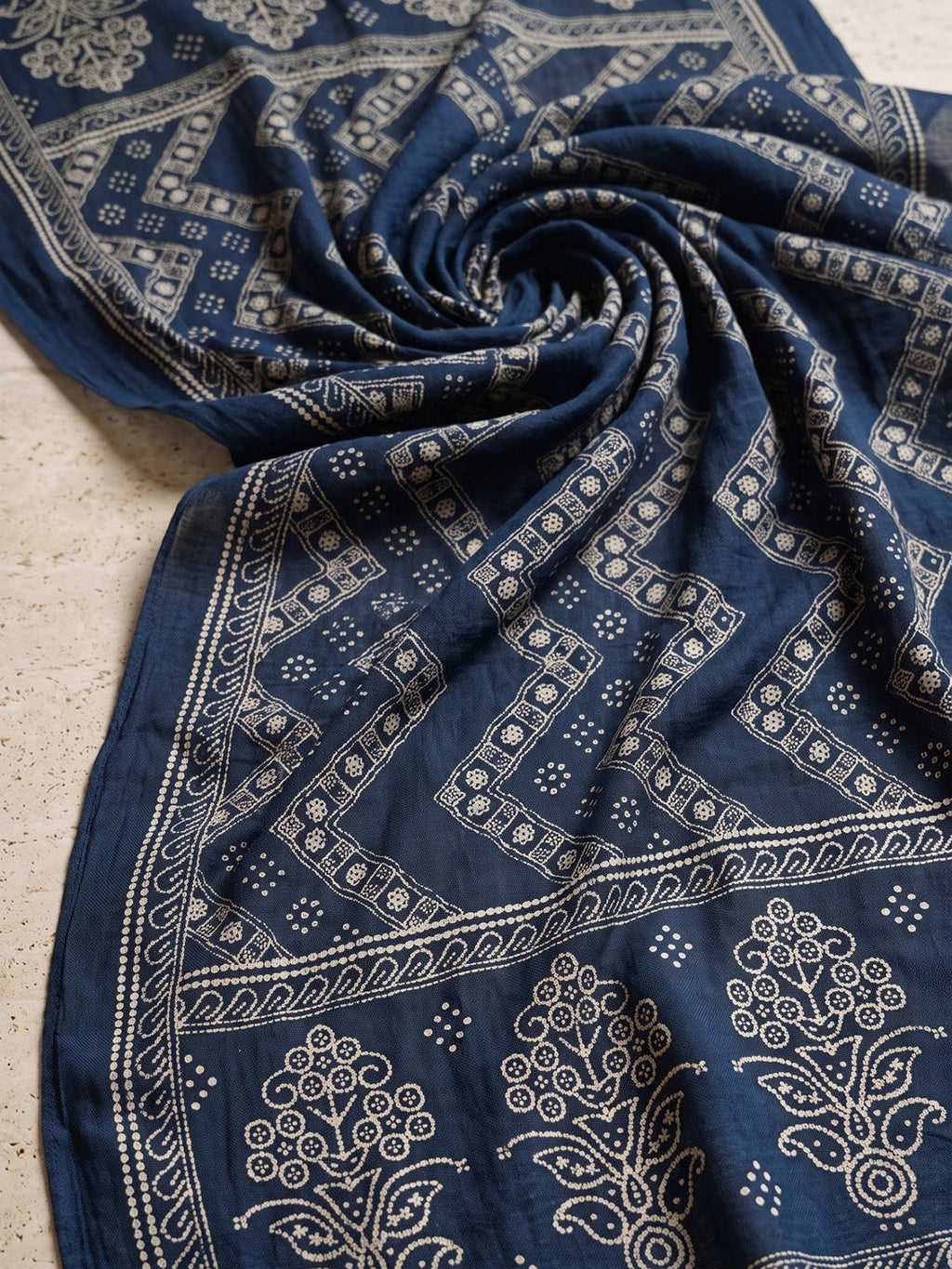 Blue Printed Cotton Blend Kurta With Pant & Dupatta