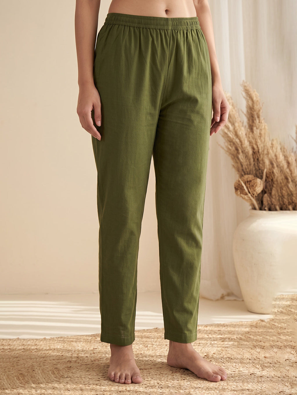 Green Printed Cotton Blend Kurta With Pant & Dupatta