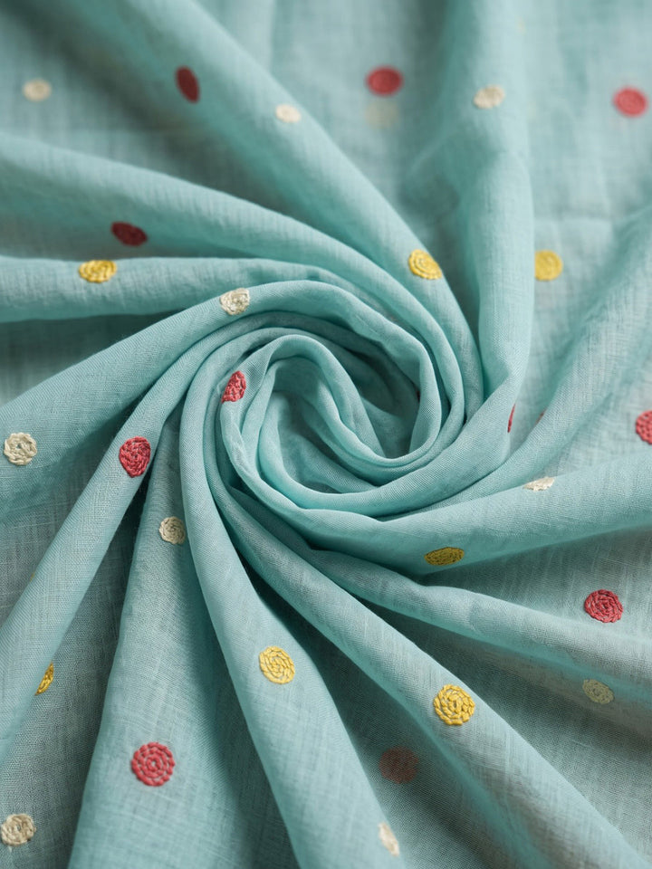 Mint Embroidered Chanderi Kurta With Pant &amp; Dupatta