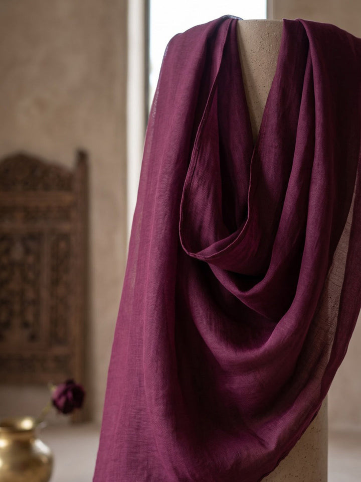 Wine Printed Cotton Blend Kurta With Pant &amp; Dupatta