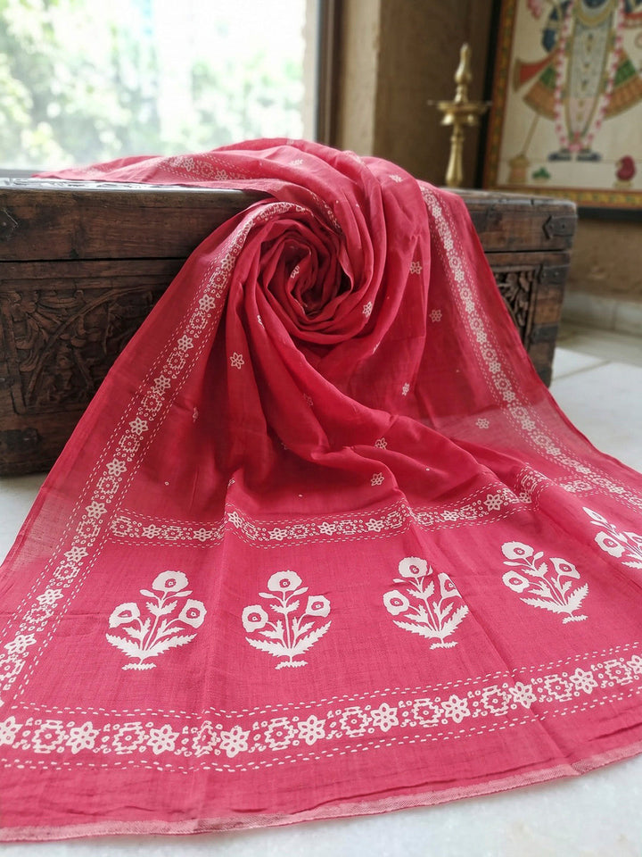 Rani Printed Cotton Blend Kurta With Pant &amp; Dupatta