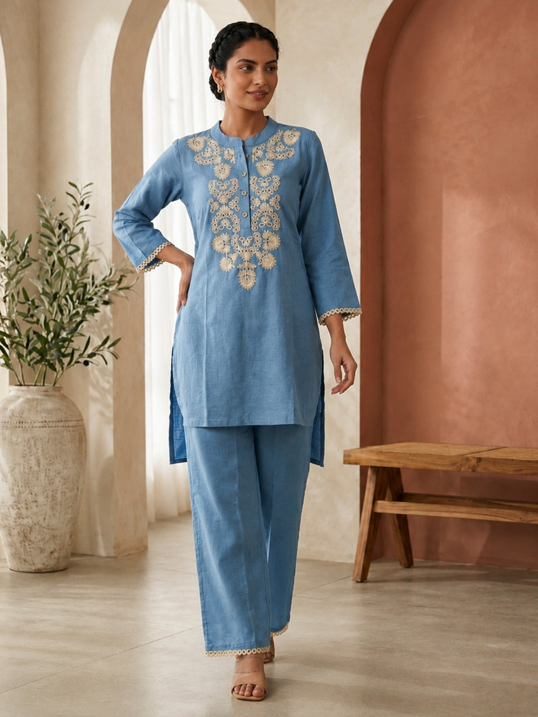 Printed Cotton Blend Kurta Set
