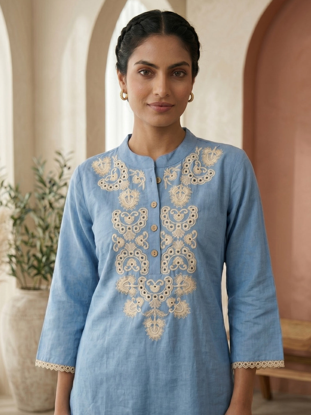 Printed Cotton Blend Kurta Set