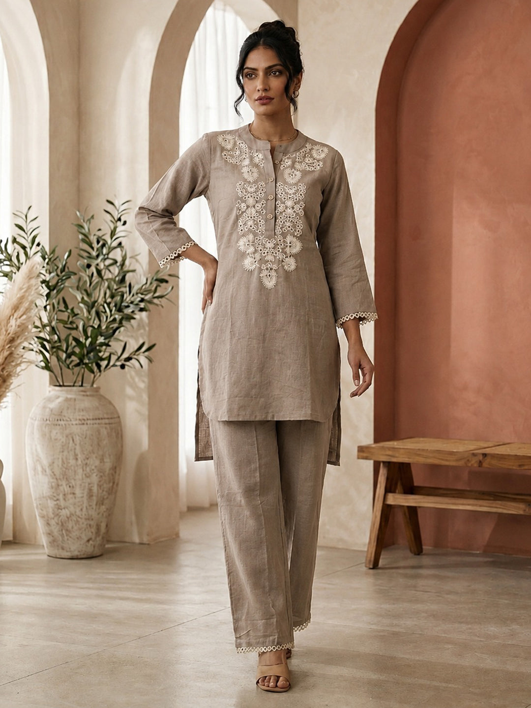 Printed Cotton Blend Kurta Set