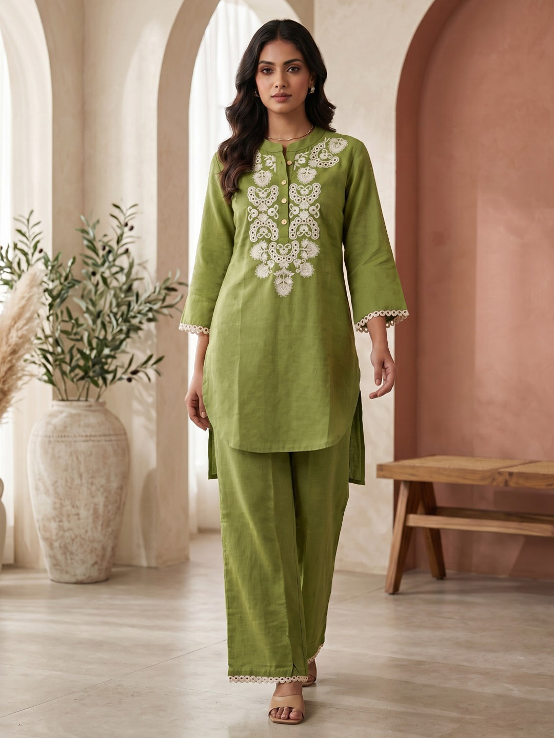 Printed Cotton Blend Kurta Set