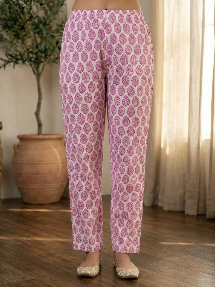 Rani Printed Cotton Blend Kurta With Pant &amp; Dupatta