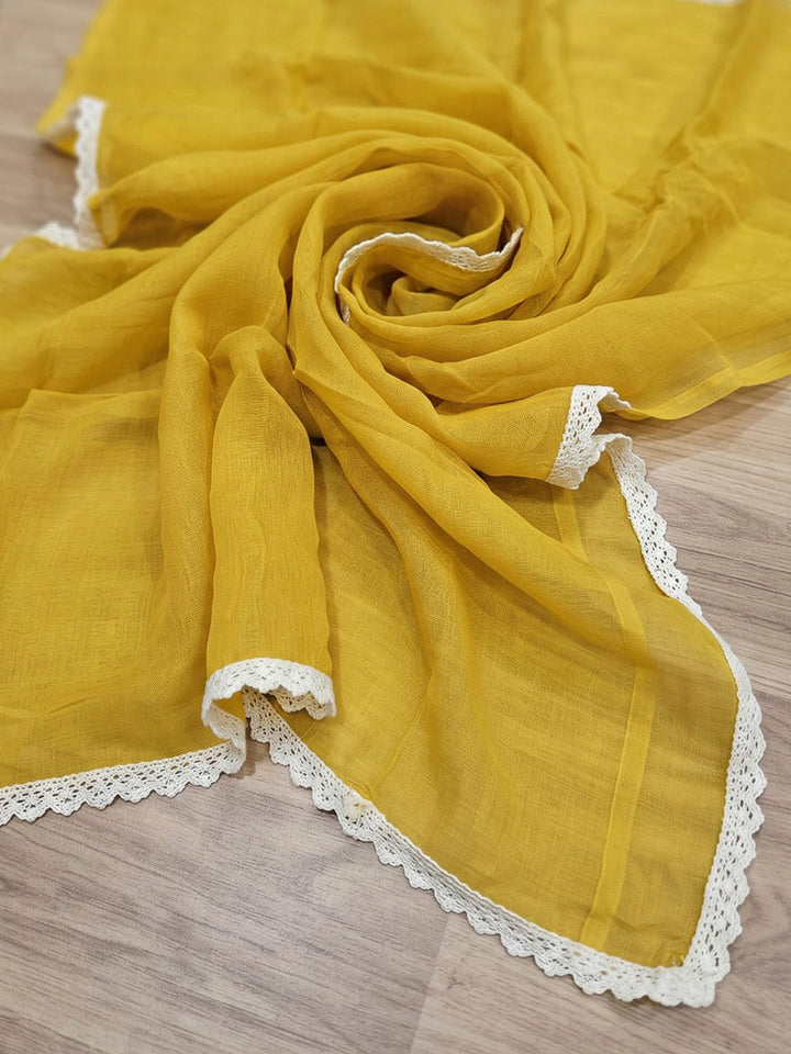 Yellow Embroidered Dola Silk Kurta With Pant &amp; Dupatta