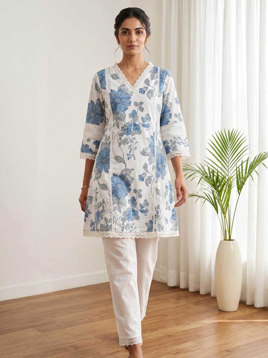 Printed Cotton Blend Kurta Set