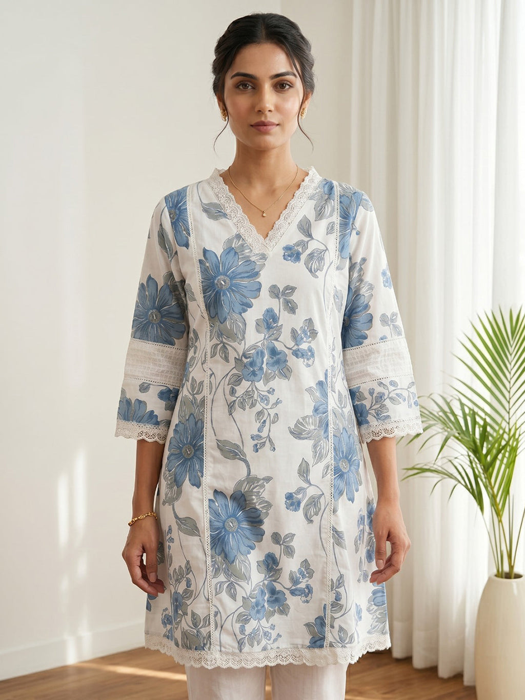 Printed Cotton Blend Kurta Set