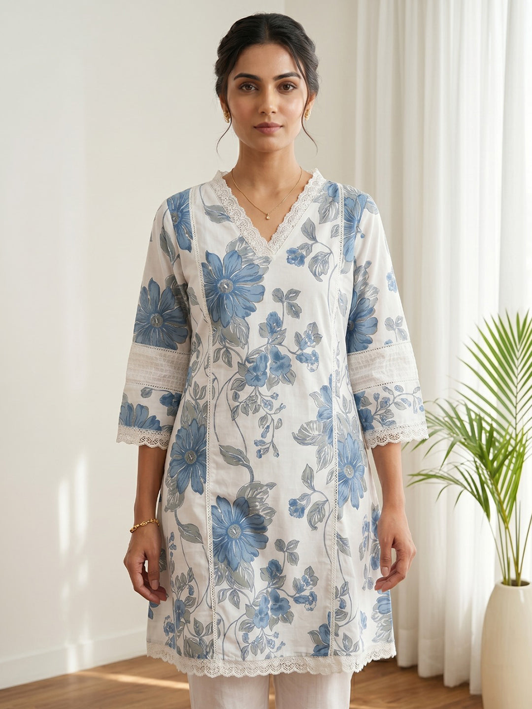 Printed Cotton Blend Kurta Set