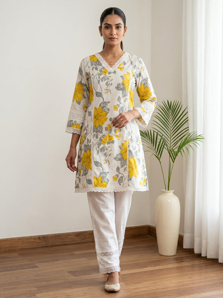 Printed Cotton Blend Kurta Set