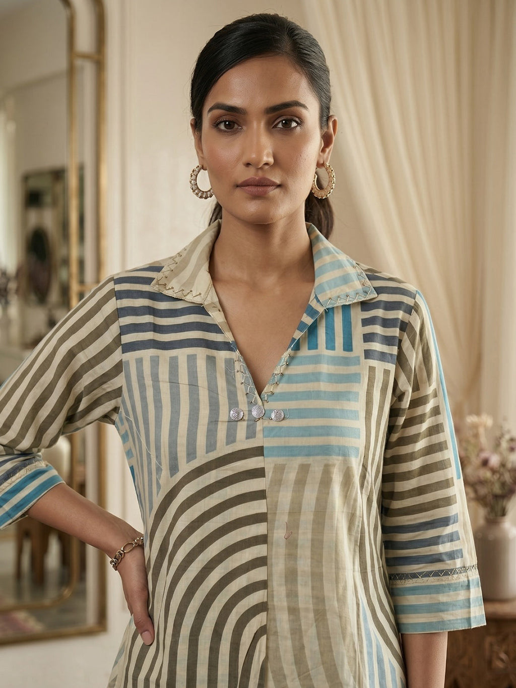 Printed Cotton Blend Kurta Set