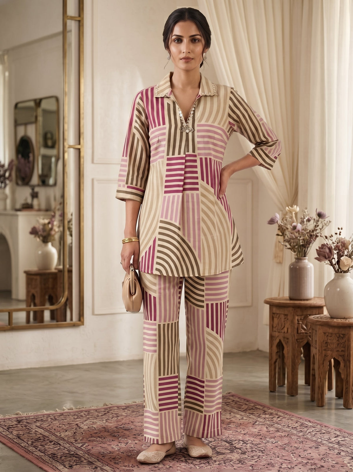 Printed Cotton Blend Kurta Set