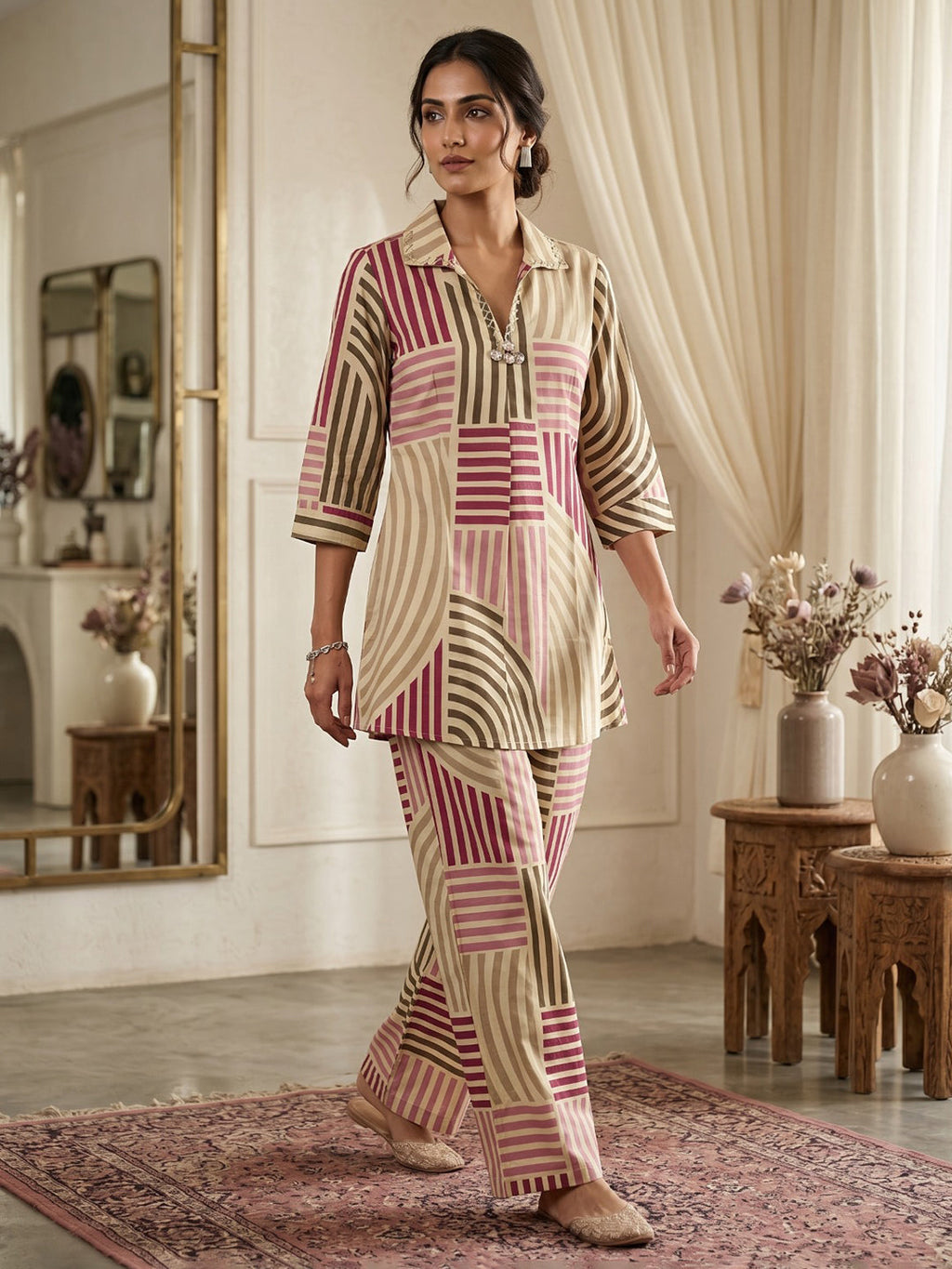 Printed Cotton Blend Kurta Set
