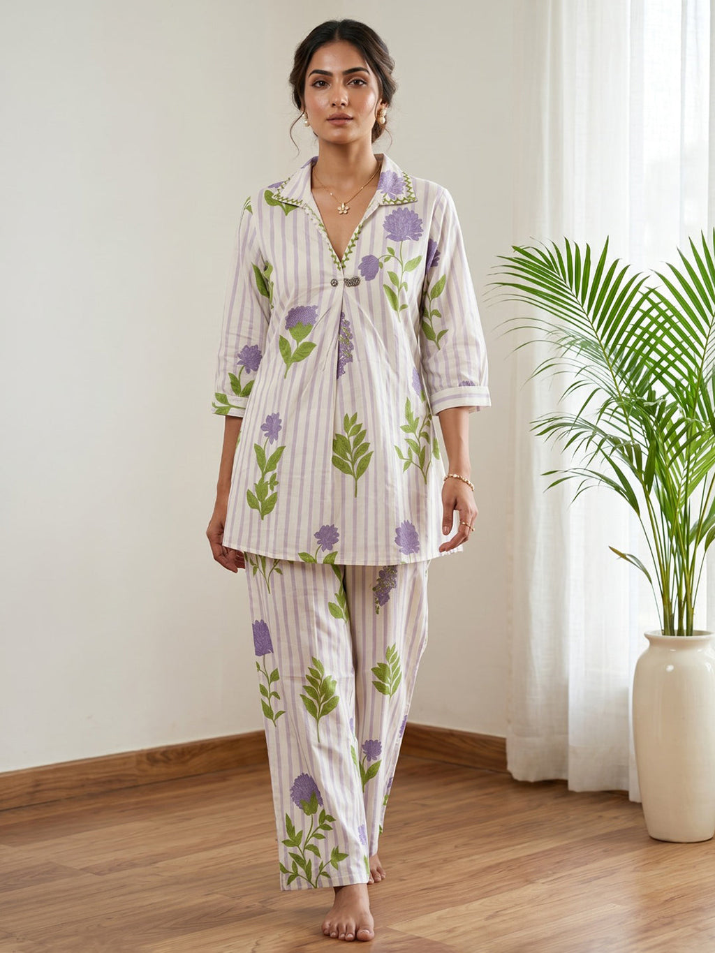 Printed Cotton Blend Kurta Set