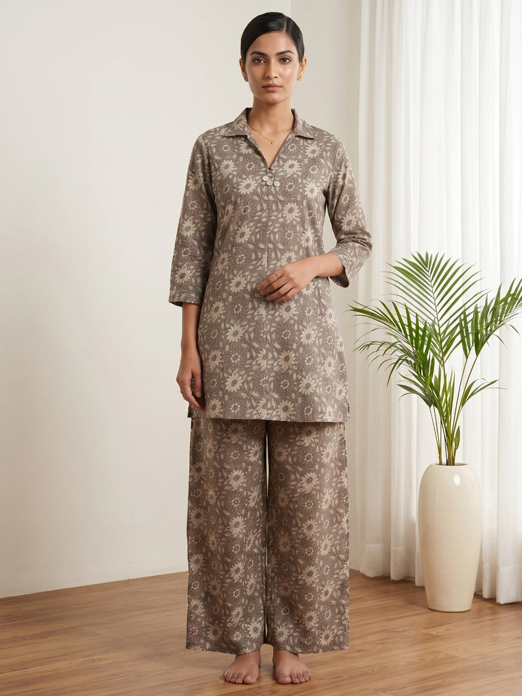 Printed Cotton Blend Kurta Set
