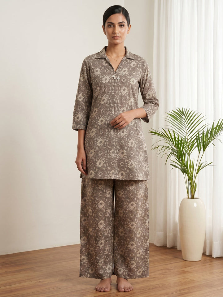 Printed Cotton Blend Kurta Set