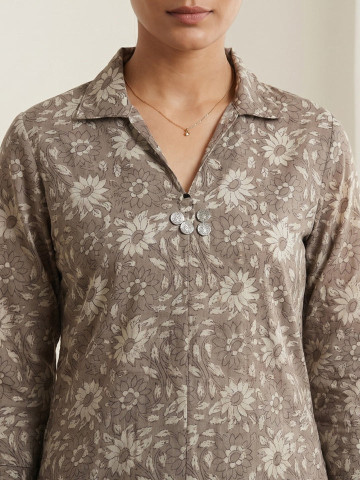Printed Cotton Blend Kurta Set