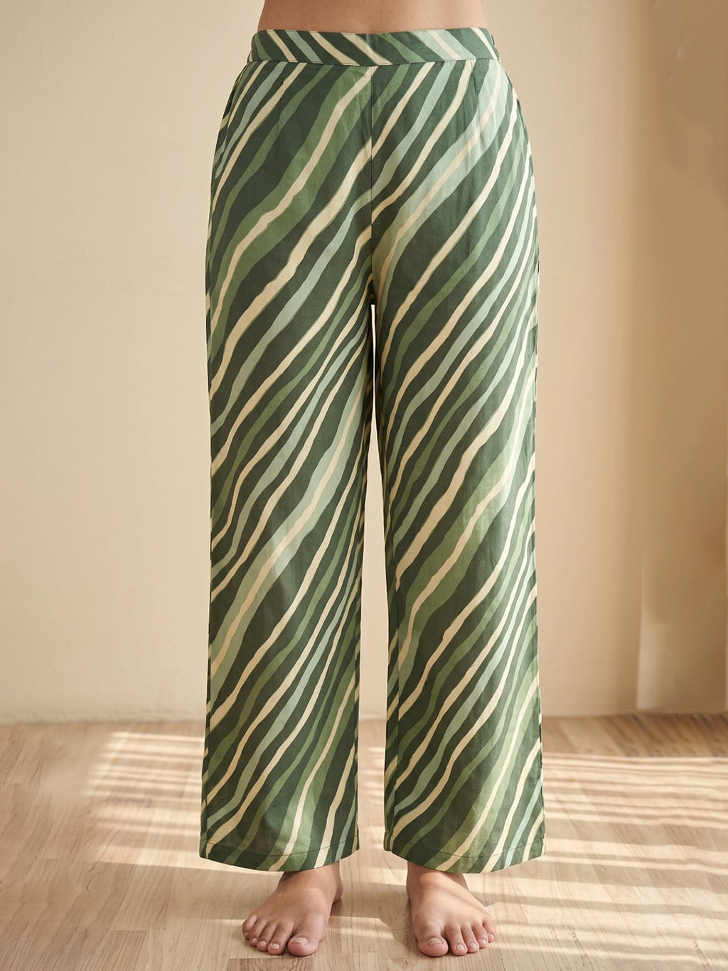 Green Printed Cotton Blend Kurta