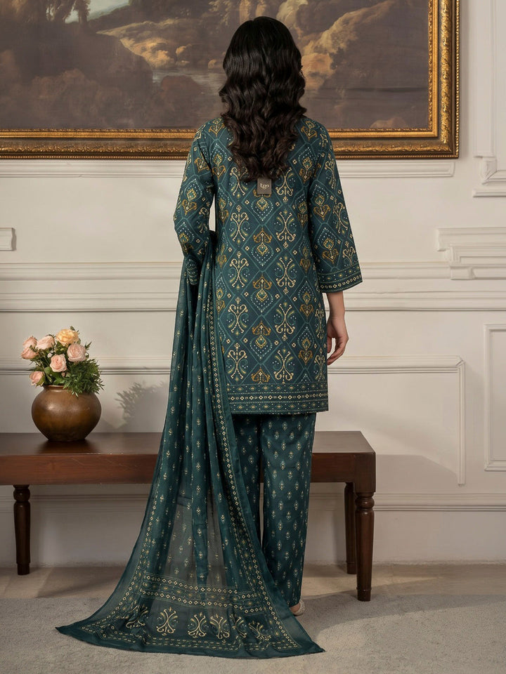 Blue Printed Cotton Blend Kurta With Pant &amp; Dupatta