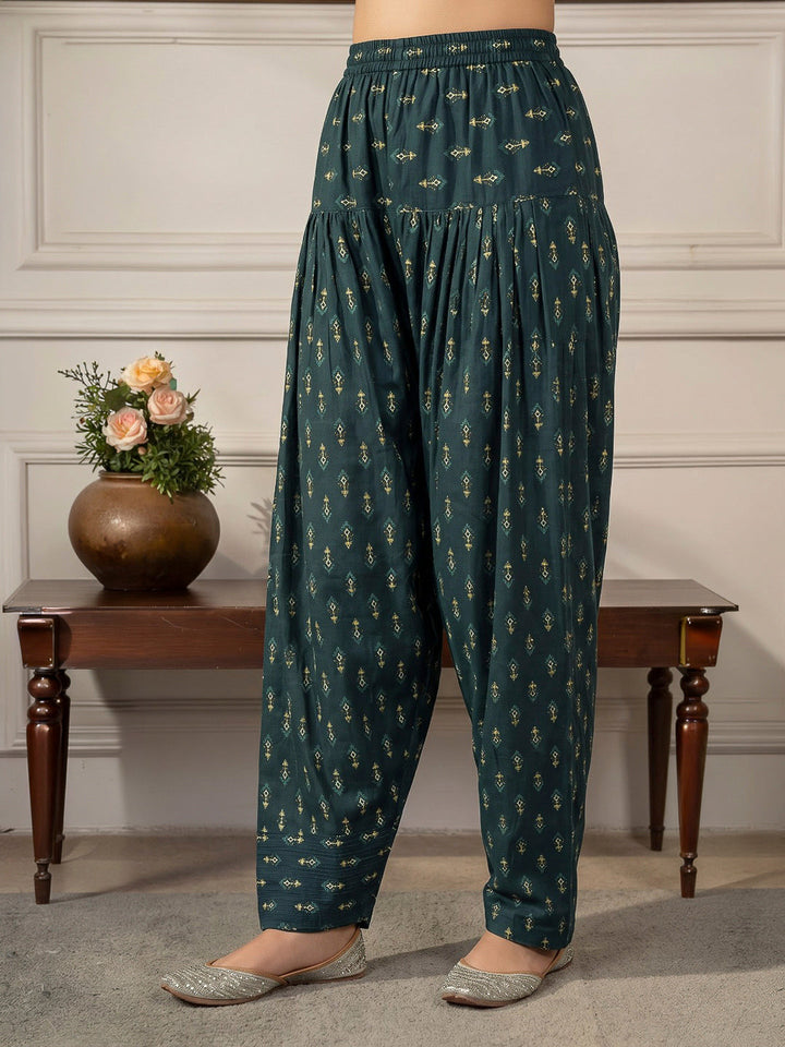 Blue Printed Cotton Blend Kurta With Pant &amp; Dupatta