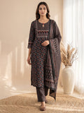 Black Embroidery Cotton Blend Kurta With Pant & Dupatta
