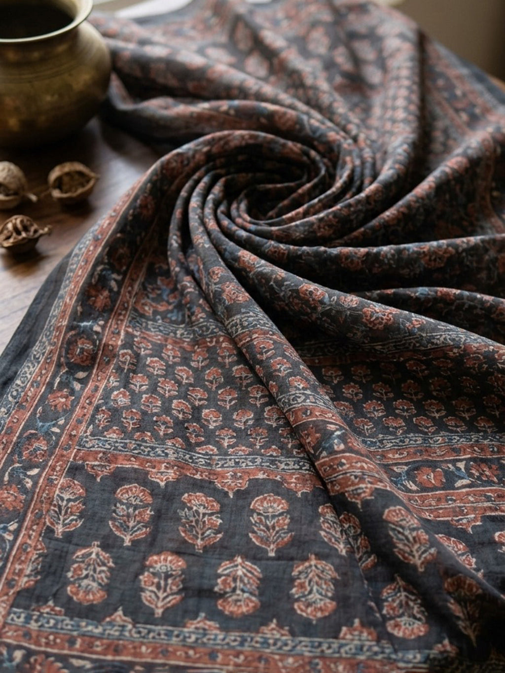 Black Embroidery Cotton Blend Kurta With Pant & Dupatta