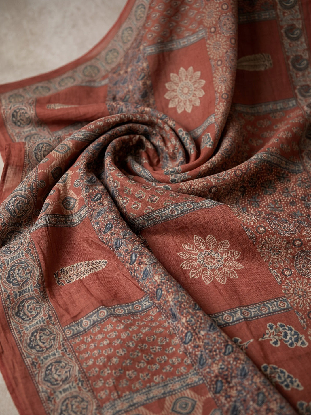Maroon Embroidery Cotton Blend Kurta With Pant & Dupatta