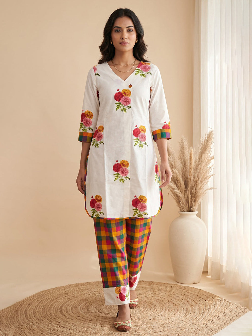 Printed Cotton Blend Kurta Set