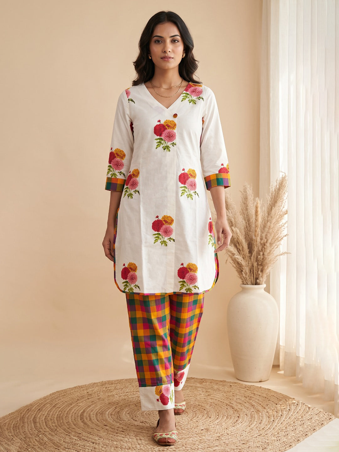 Printed Cotton Blend Kurta Set