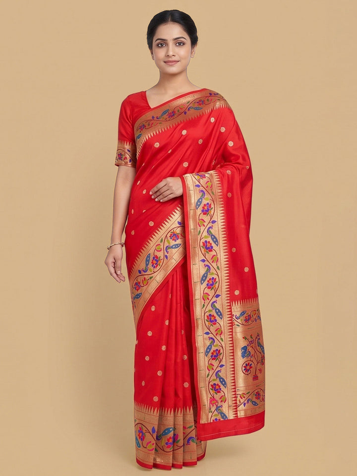 Red Woven Design Art Silk Saree