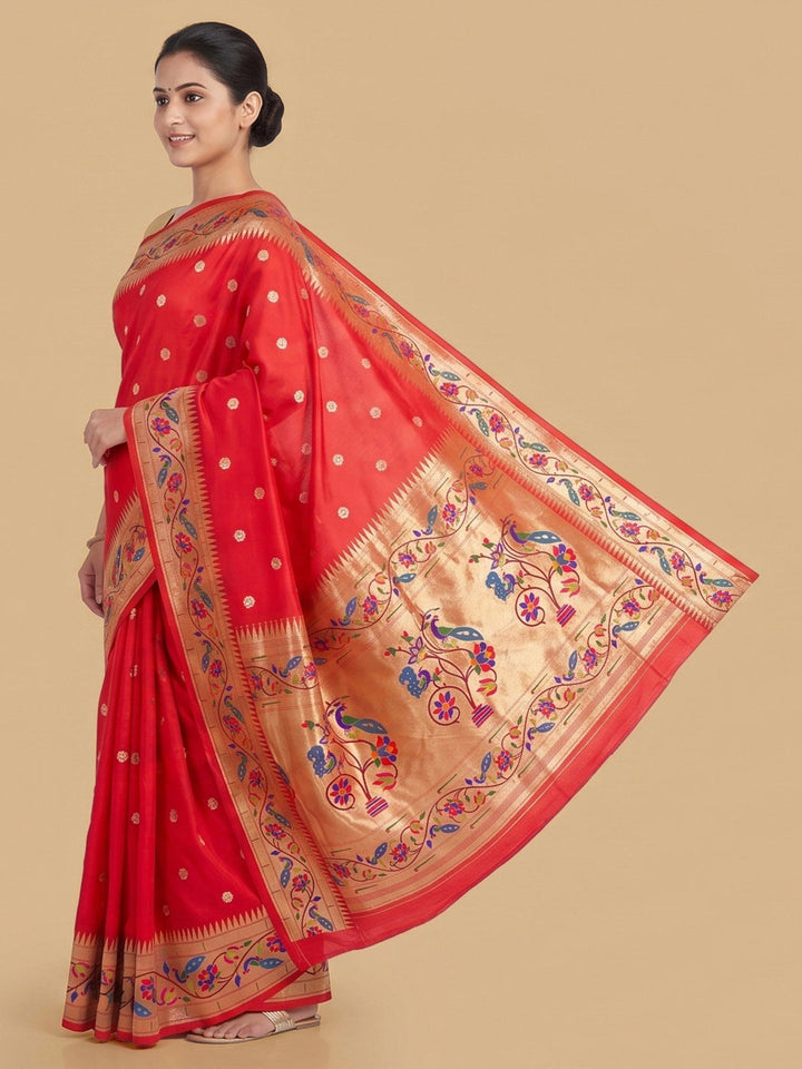 Red Woven Design Art Silk Saree