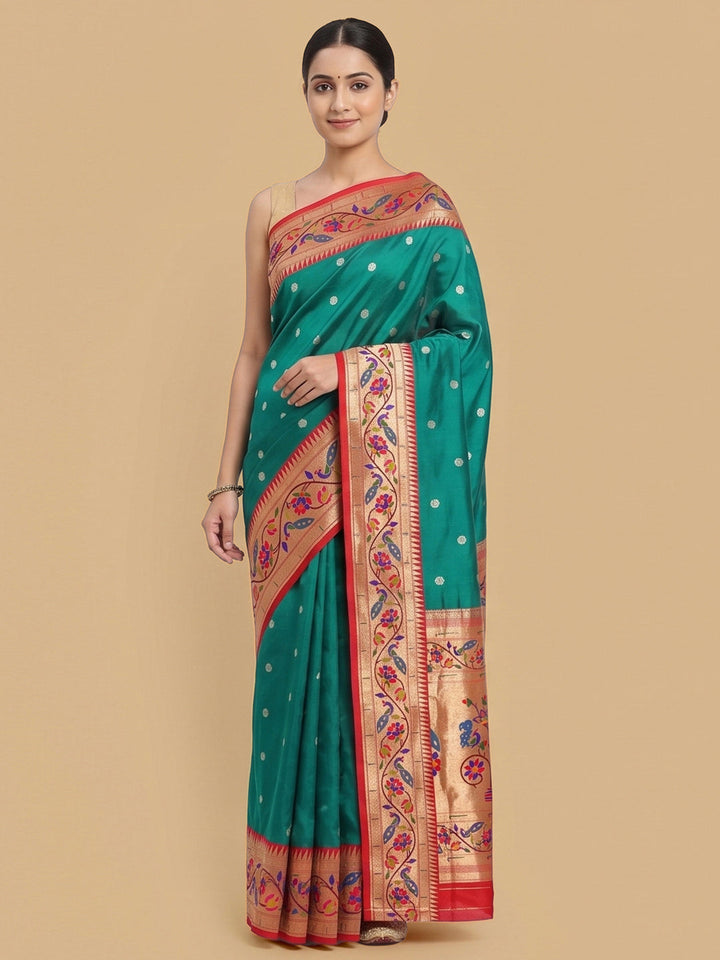 Sea-Green Woven Design Art Silk Saree