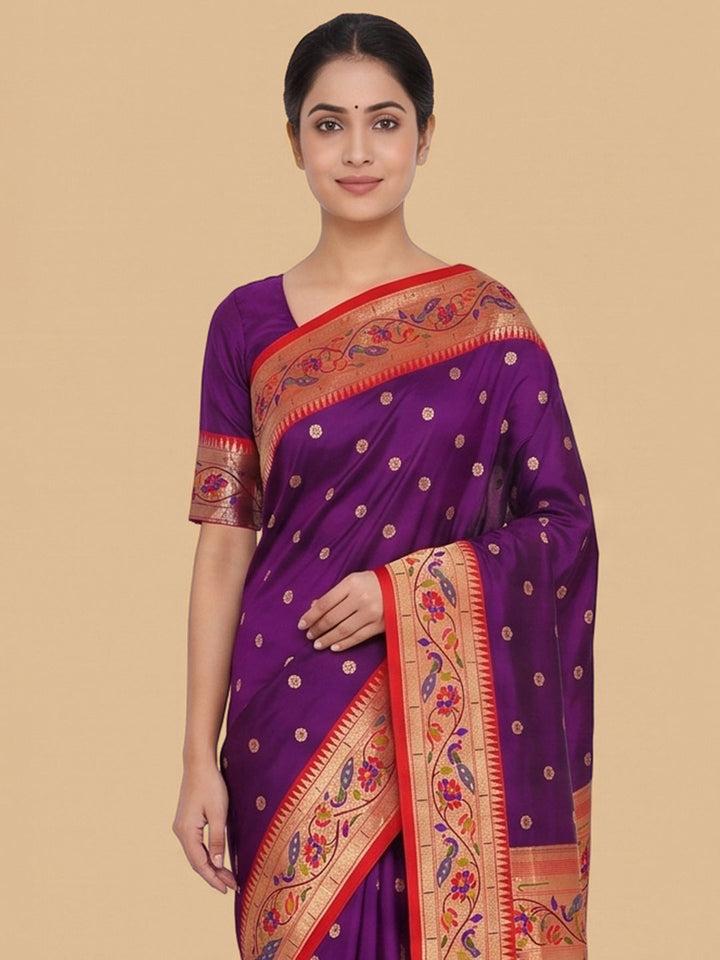 Purple Woven Design Art Silk Saree