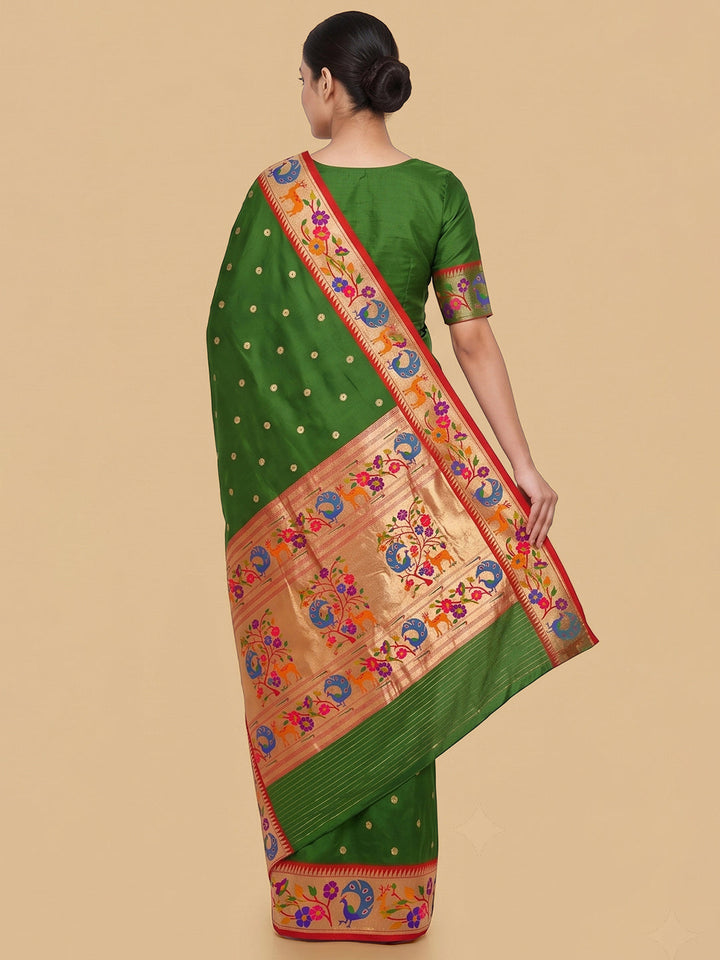Green Woven Design Art Silk Saree