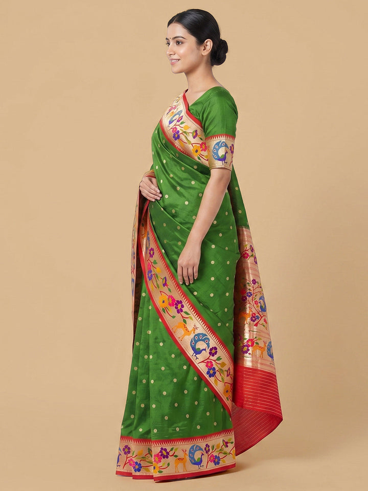 Green Woven Design Art Silk Saree