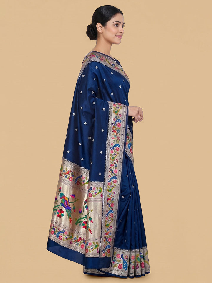Navy-Blue Woven Design Art Silk Saree