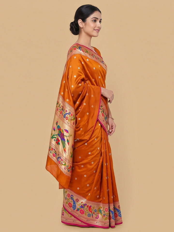 Orange Woven Design Art Silk Saree
