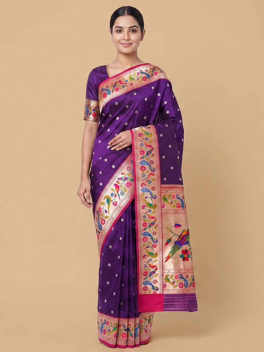 Purple Woven Design Art Silk Saree