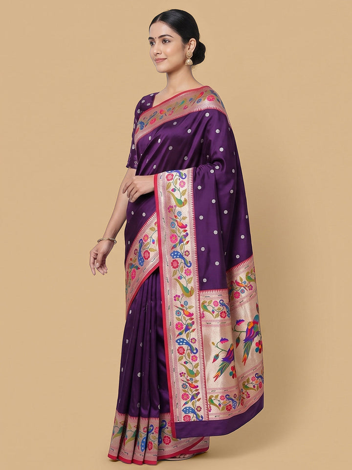 Purple Woven Design Art Silk Saree