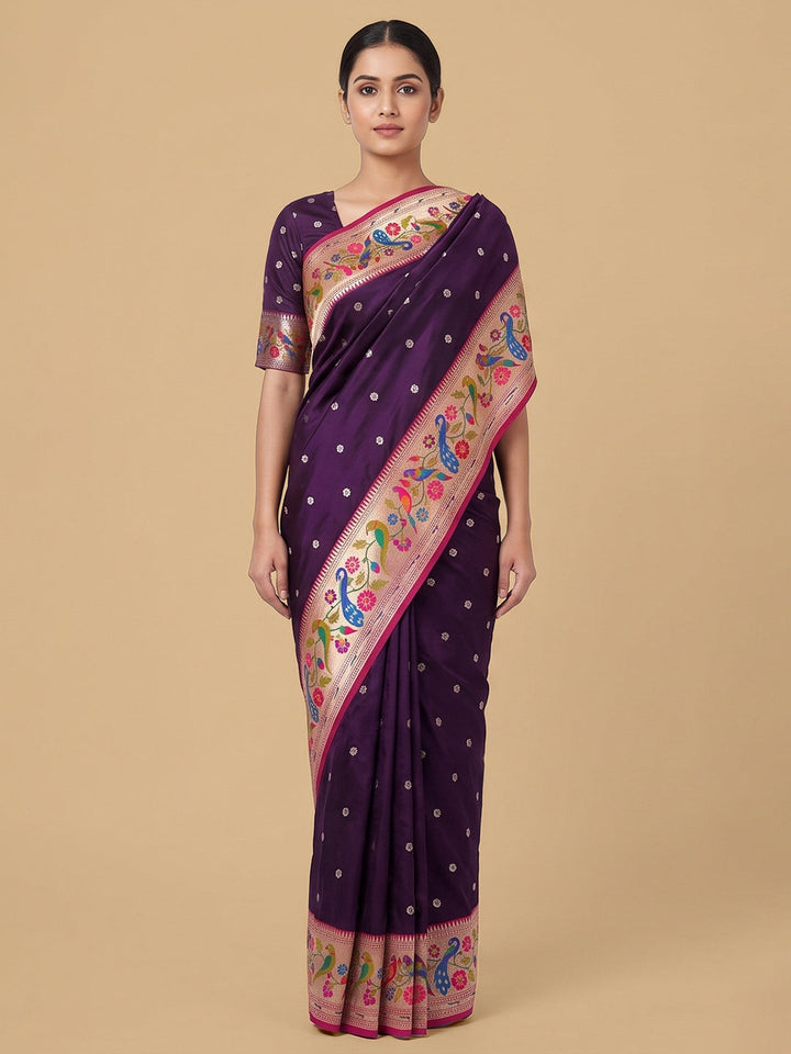 Purple Woven Design Art Silk Saree