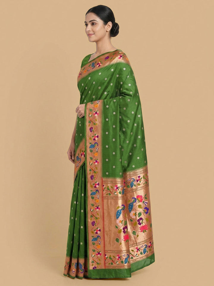 Green Woven Design Art Silk Saree